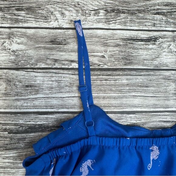 L'Amour Nanette Lepore Women's Seahorse Romper Blue White S SM Small Camisole - Picture 8 of 15